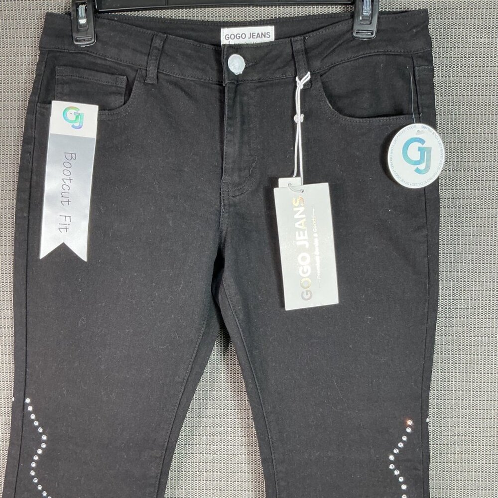 Gogo Jeans Womens Size 13/31 Black Bootcut Rhinestone-Embellished Denim Jeans - Picture 5 of 10